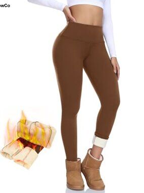 Fleece Lined Thermal Leggings High Waisted Tummy Control Winter
